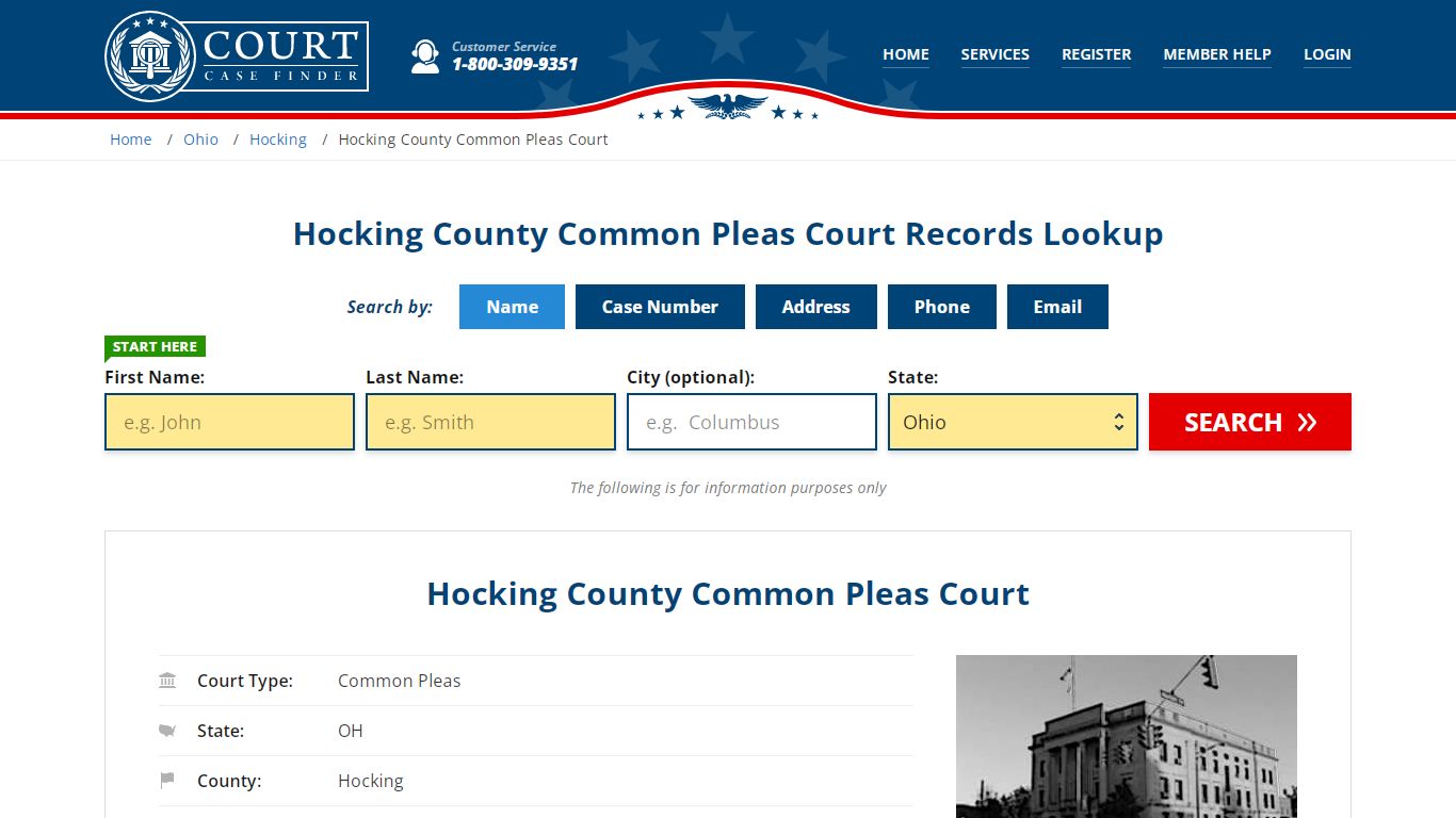 Hocking County Common Pleas Court Records Lookup