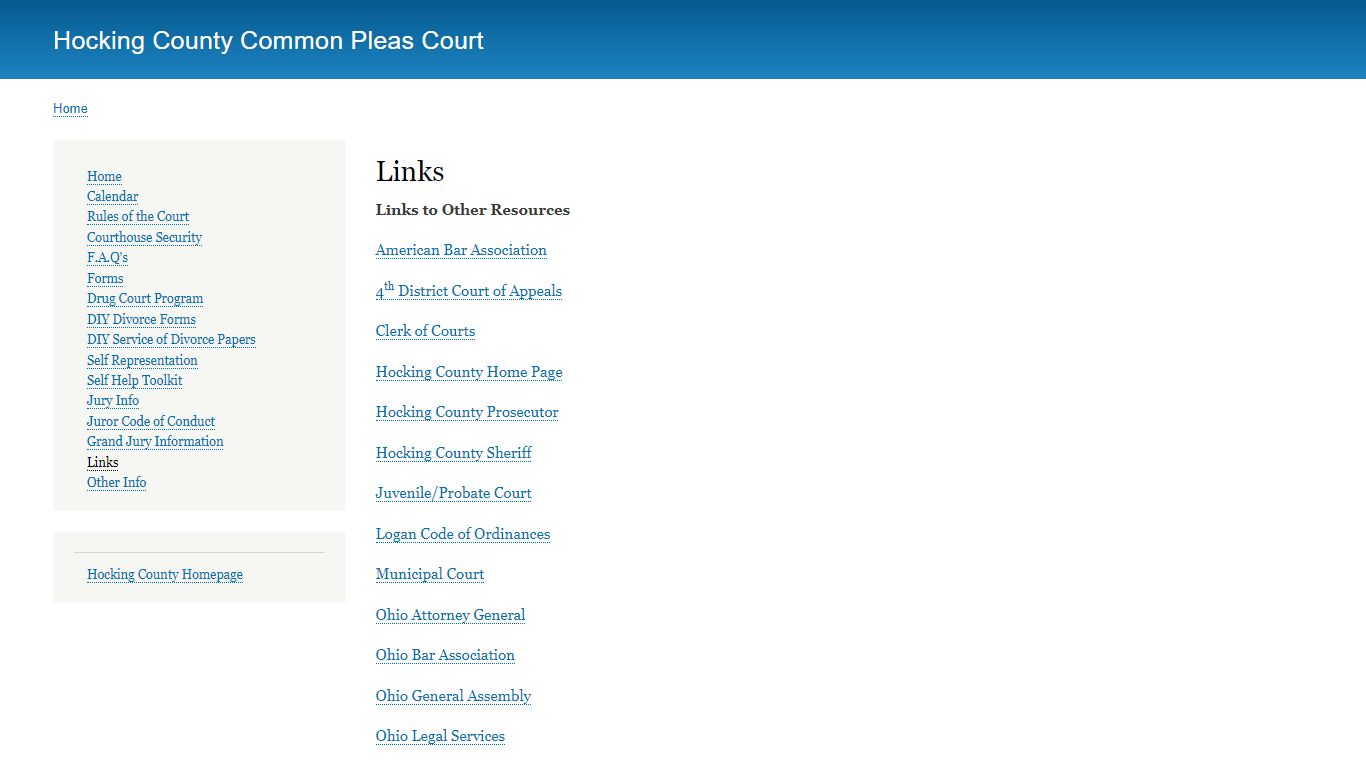 Links | Hocking County Common Pleas Court